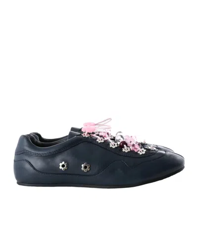 Cecilie Bahnsen Blaise Beaded Low-top Sneakers In Blue