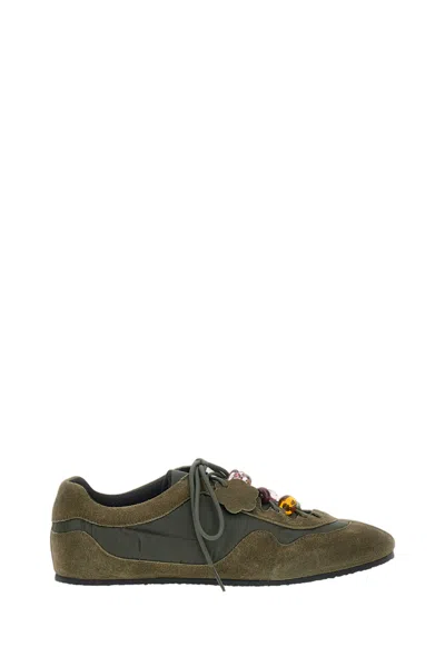 Cecilie Bahnsen Blaise Sneakers Suede Nylon In Green