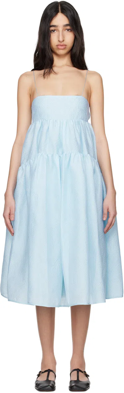 Cecilie Bahnsen Blue Sofie Midi Dress In Light Blue