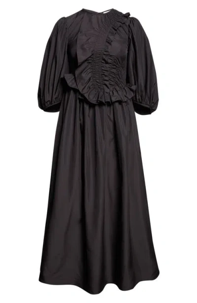 Cecilie Bahnsen Bolia Puff Sleeve Recycled Faille Dress In Brown