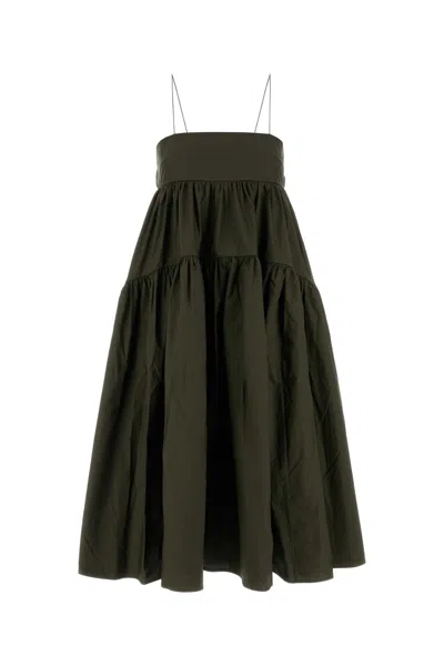 Cecilie Bahnsen Bottle Green Poplin Dress