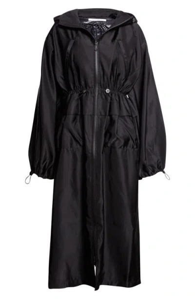 Cecilie Bahnsen Bowie Hooded Longline Coat With Inset Vest In Black