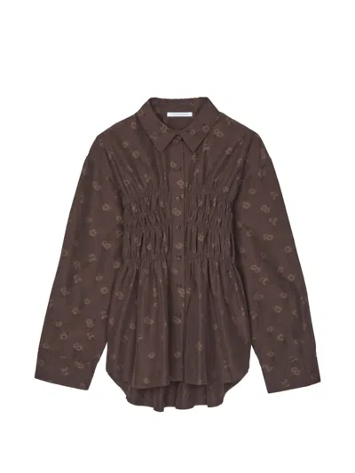 Cecilie Bahnsen Braxton Floral-jacquard Shirt In Burgundy