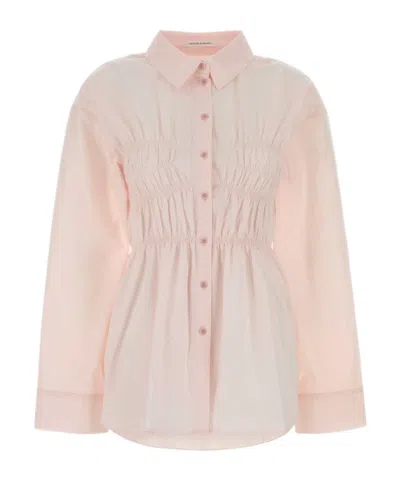 Cecilie Bahnsen Braxton Smocked Shirt In Blush Pink