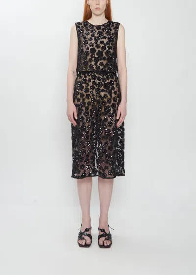 Cecilie Bahnsen Bria Sequined-embellished Mesh Midi Skirt In Black