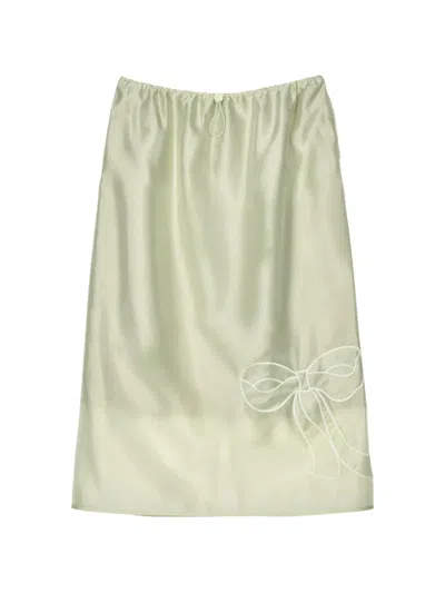 Cecilie Bahnsen Bria Organza Straight Midi Skirt In Green