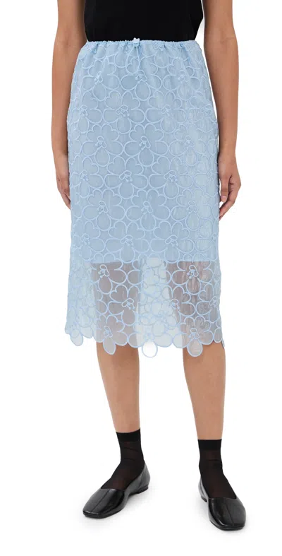 Cecilie Bahnsen Cotton Blend Bria Skirt Lace Detail In Blue