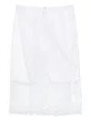 Cecilie Bahnsen Midi Skirt With Floral Embroidery And Back Slit In White