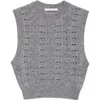 Cecilie Bahnsen Brisa Heritage Lace Knit Wool Crop Sweater Vest In Gray