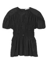 Cecilie Bahnsen Tech Fabric Brooklyn Top With Button Detail In Black