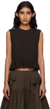 Cecilie Bahnsen Bill Ruffled Cashmere And Wool-blend Peplum Tank In Brown