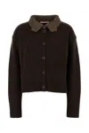 Cecilie Bahnsen Bibi Cashmere Blend Cardigan With Embroidered Collar In Brown