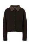 Cecilie Bahnsen Bibi Cashmere Blend Cardigan With Embroidered Collar In Brown