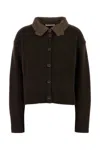 Cecilie Bahnsen Bibi Cashmere Blend Cardigan With Embroidered Collar In Brown