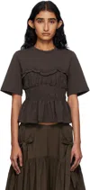 Cecilie Bahnsen Vilde Ruffled Shirred Cotton-jersey T-shirt In Multi