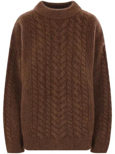 Cecilie Bahnsen Cable-knit Jumper In Brown