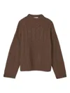Cecilie Bahnsen Cable-knit Ribbed Sweater In Brown