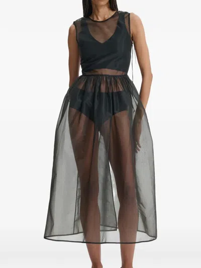 Cecilie Bahnsen Camillia See-through Midi Dress In Black