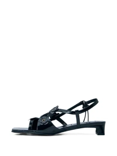 Cecilie Bahnsen Carna Floral-embellished Slingback Sandals In Black