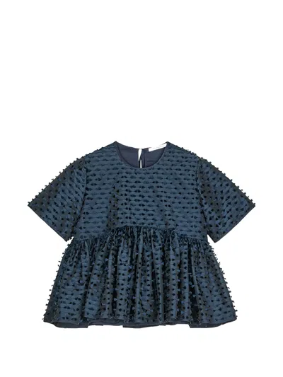 Cecilie Bahnsen Casandra Fil-coupé Blouse In Blue