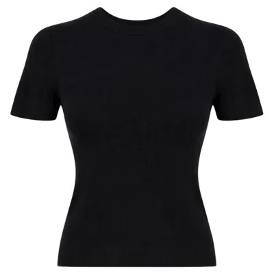 Pre-owned Cecilie Bahnsen Cashmere & Wool Blend Ruffled Open-back Knitted Top In Black