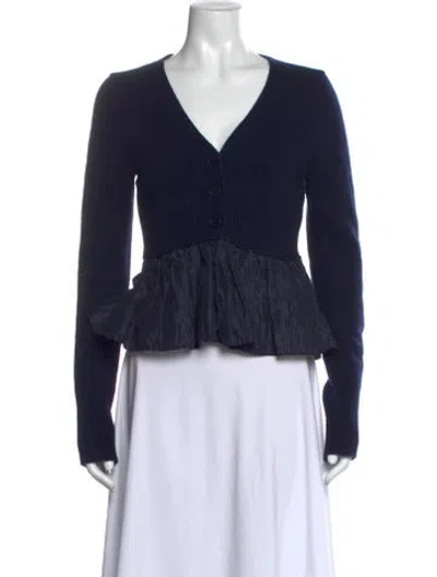 Pre-owned Cecilie Bahnsen Cashmere V-neck Sweater In Blue