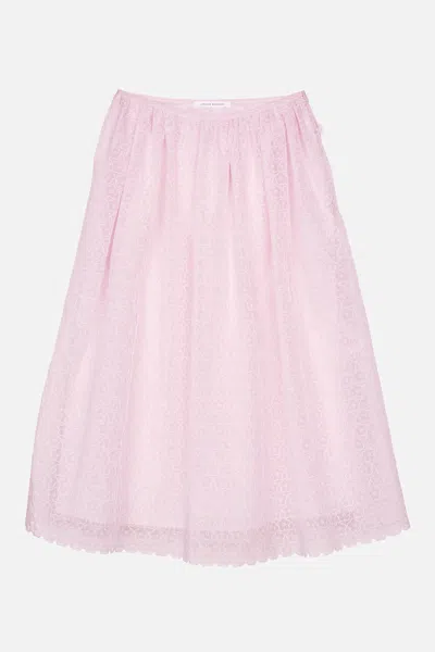 Cecilie Bahnsen Embroidered Midi-length Skirt With Drawstring Waist In Pink