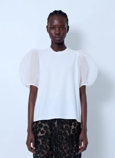 Cecilie Bahnsen Ben Sheer-puff-sleeve T-shirt In White