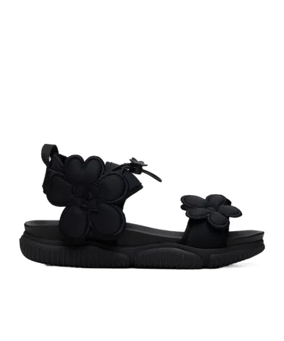 Cecilie Bahnsen Cilla Floral Strap Flat Sandals In Black