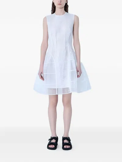Cecilie Bahnsen Cbclaudie Panel-sheer Mini Dress In White