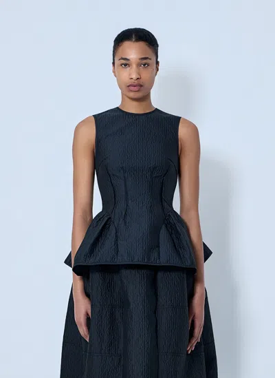 Cecilie Bahnsen Cbdaimi Stria Matelassé Peplum Top In Blue