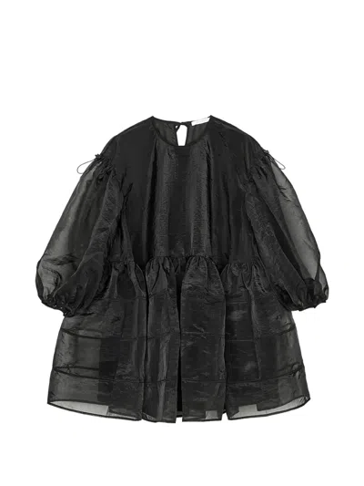 Cecilie Bahnsen Cbdarcy Tie-detail Mini Dress In Black