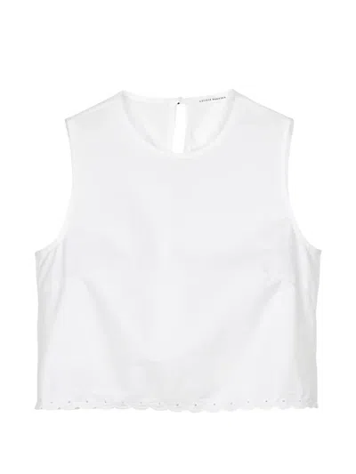 Cecilie Bahnsen Deeba Broderie Anglaise Cotton Poplin Crop Top In White