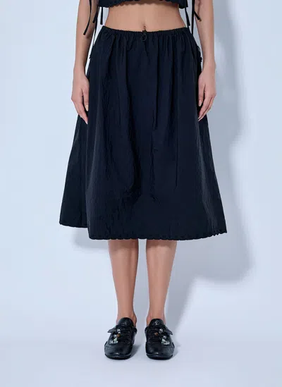 Cecilie Bahnsen Cbfiella Embroidered Scalloped Taffeta Midi Skirt In Blue
