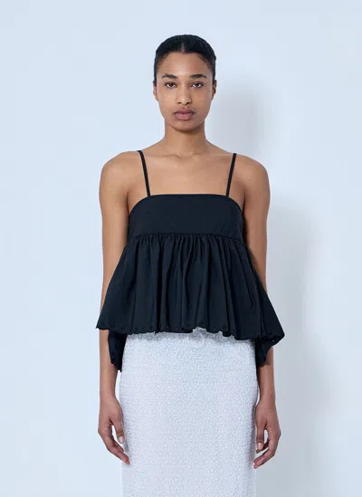 Cecilie Bahnsen Cbselena Embroidered Taffeta Top In Blue