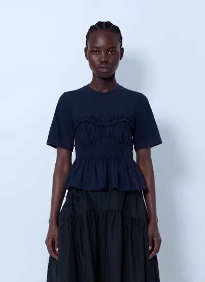 Cecilie Bahnsen Vilde Ruched Short-sleeve T-shirt In Blue
