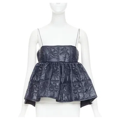 Pre-owned Cecilie Bahnsen Celina Quilted Peplum Top Uk6 In Gray