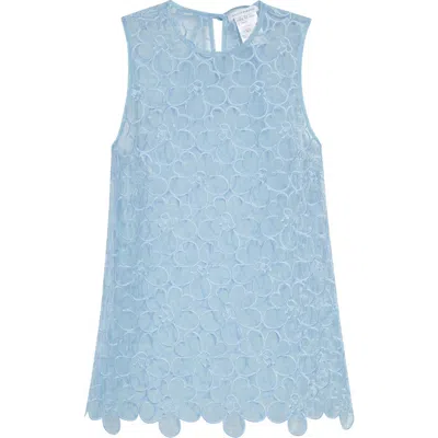 Cecilie Bahnsen Cerise Floral Embroidered Organza Top In Blue