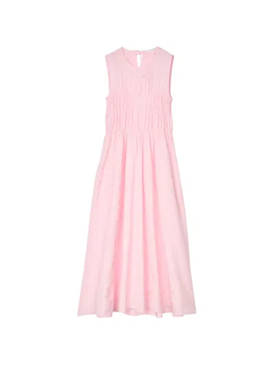 Cecilie Bahnsen Christy Smocked-waist Flared Maxi Dress In Pink