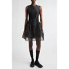Cecilie Bahnsen Claudie Gathered Paneled Organza And Satin Mini Dress In Black