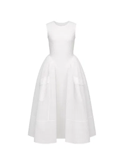 Cecilie Bahnsen Cloqué-effect Sleeveless Midi Dress In White