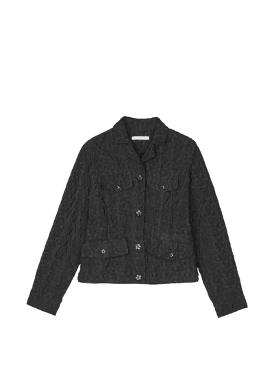 Cecilie Bahnsen Clover Begonia-jacquard Fitted Jacket In Black