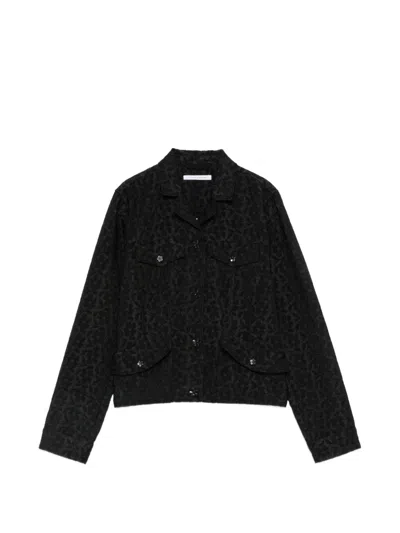 Cecilie Bahnsen Clover Floral-jacquard Jacket In Black