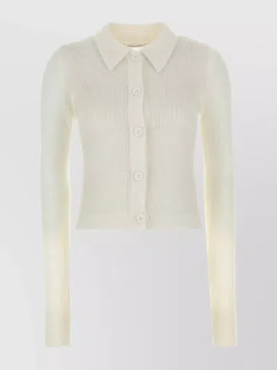 Cecilie Bahnsen Collared Neck Mohair Blend Cardigan In White