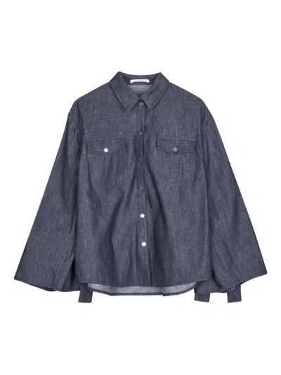 Cecilie Bahnsen Coral Jeanshemd Mit Schleifendetail In Blue