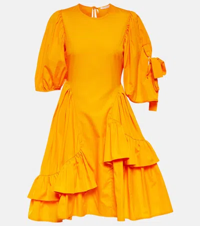 Cecilie Bahnsen Danita Ruffle-trim Cotton Dress In Orange