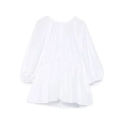 Cecilie Bahnsen Gathered-waist Puff-sleeve Top In White