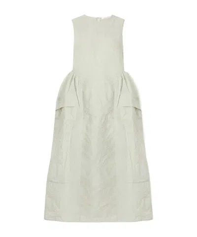 Cecilie Bahnsen Cotton Waist Cinched Dress In White