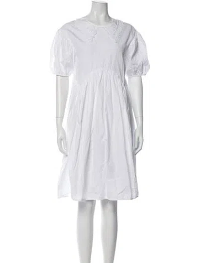 Pre-owned Cecilie Bahnsen Crew Neck Knee-length Dress In White