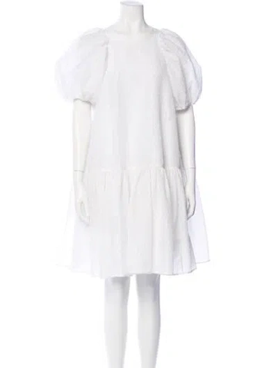 Pre-owned Cecilie Bahnsen Crew Neck Knee-length Dress In White